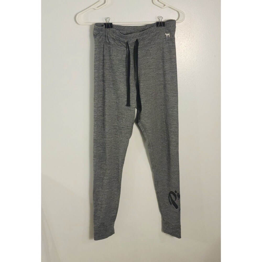 Victoria's Secret Pink Leggings Gray Logo Waistband Athleisure Yoga Size Med